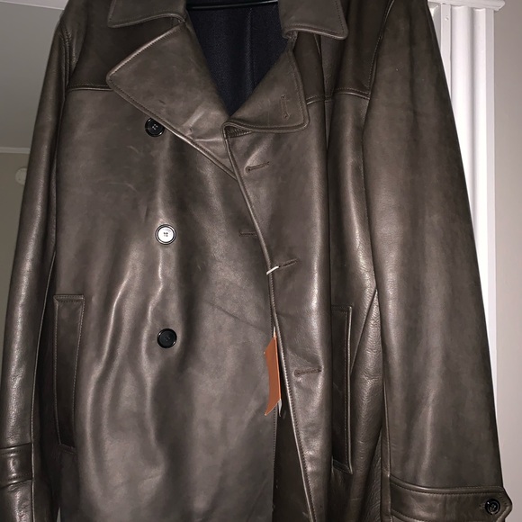 Men’s leather peacoat - Picture 3 of 6